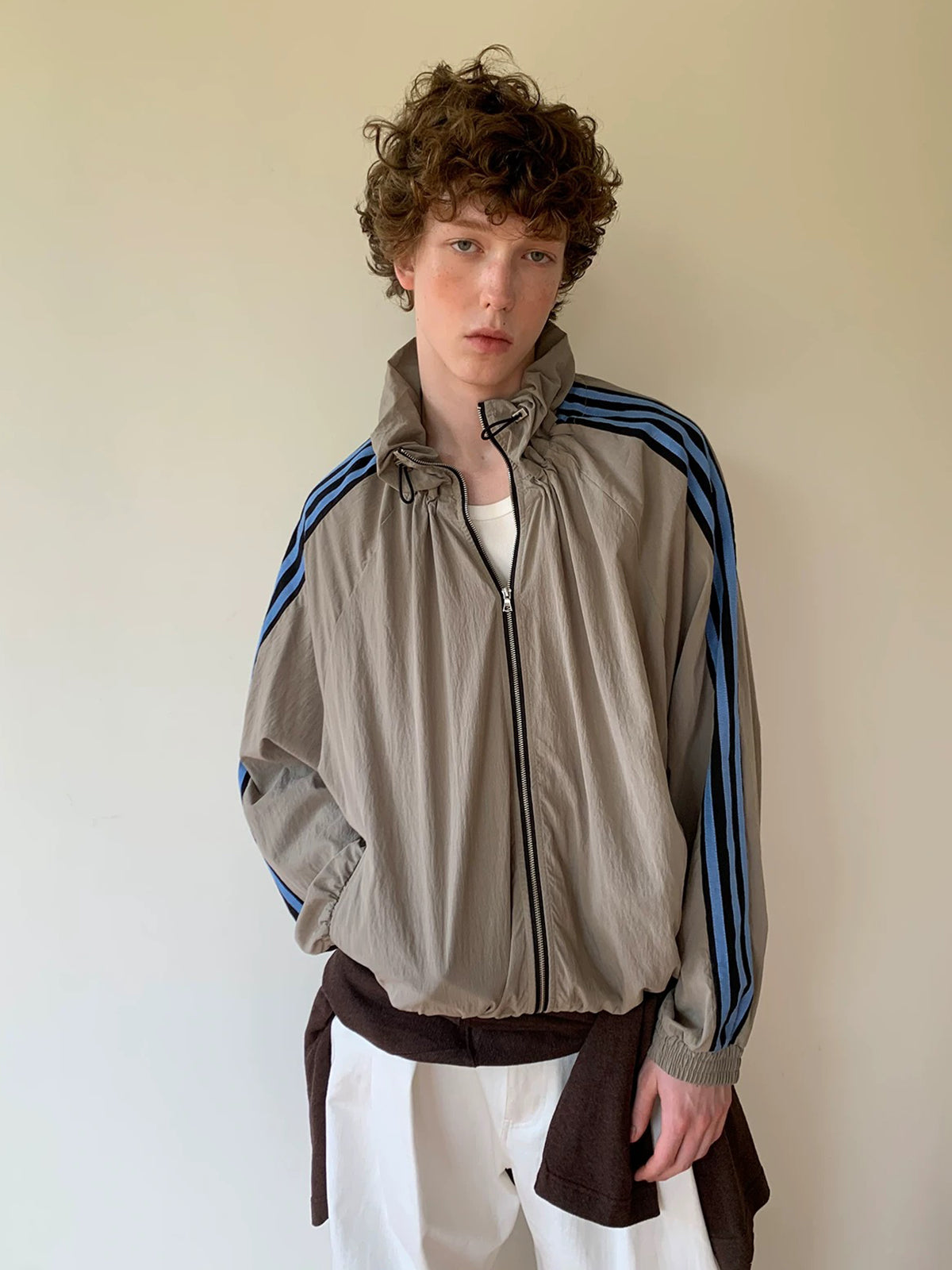 Weekday Outdoor Baggy Contrast Color Zip-up Jacket - Beige