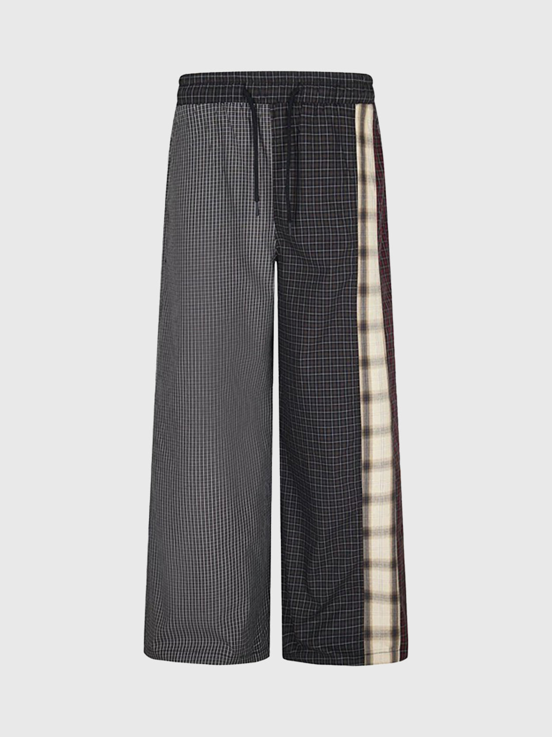 Brick Lane Wide-leg Check Contrast Patchwork Trousers - Black Multi