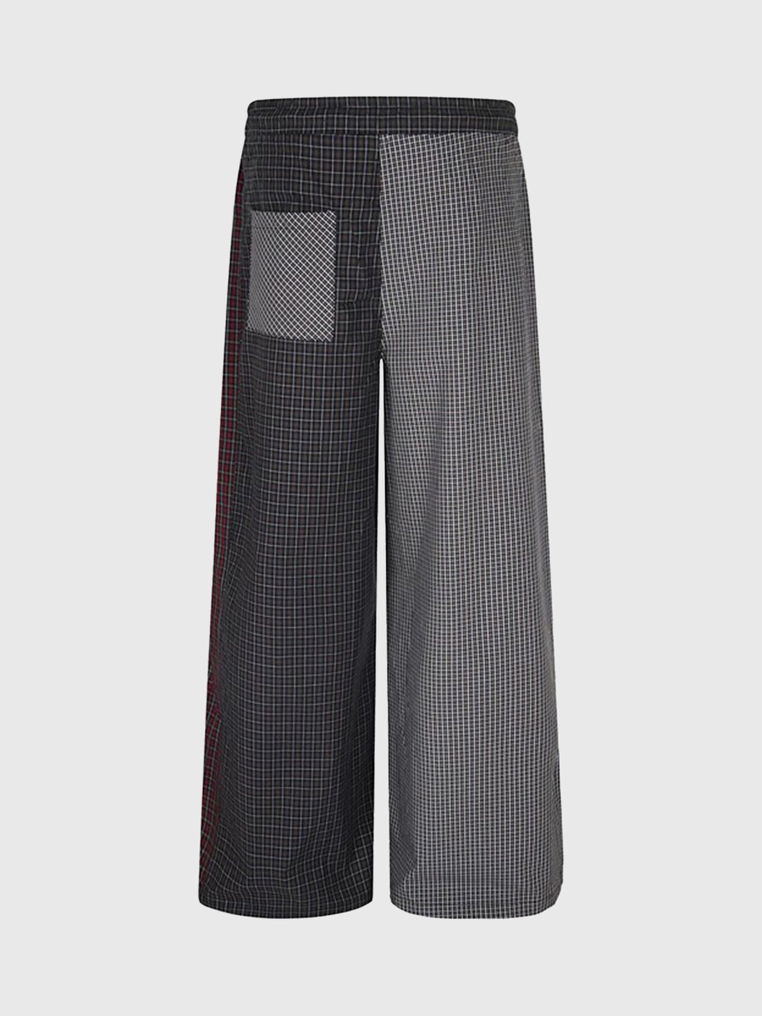 Brick Lane Wide-leg Check Contrast Patchwork Trousers - Black Multi