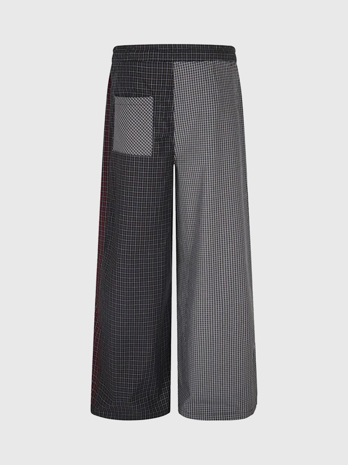 Brick Lane Wide-leg Check Contrast Patchwork Trousers - Black Multi