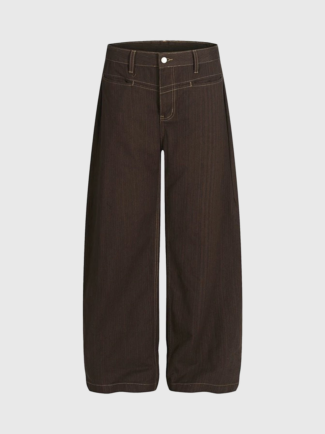 Brick Lane Wide-leg Embroidered Pocket Detail Pants - Coffee