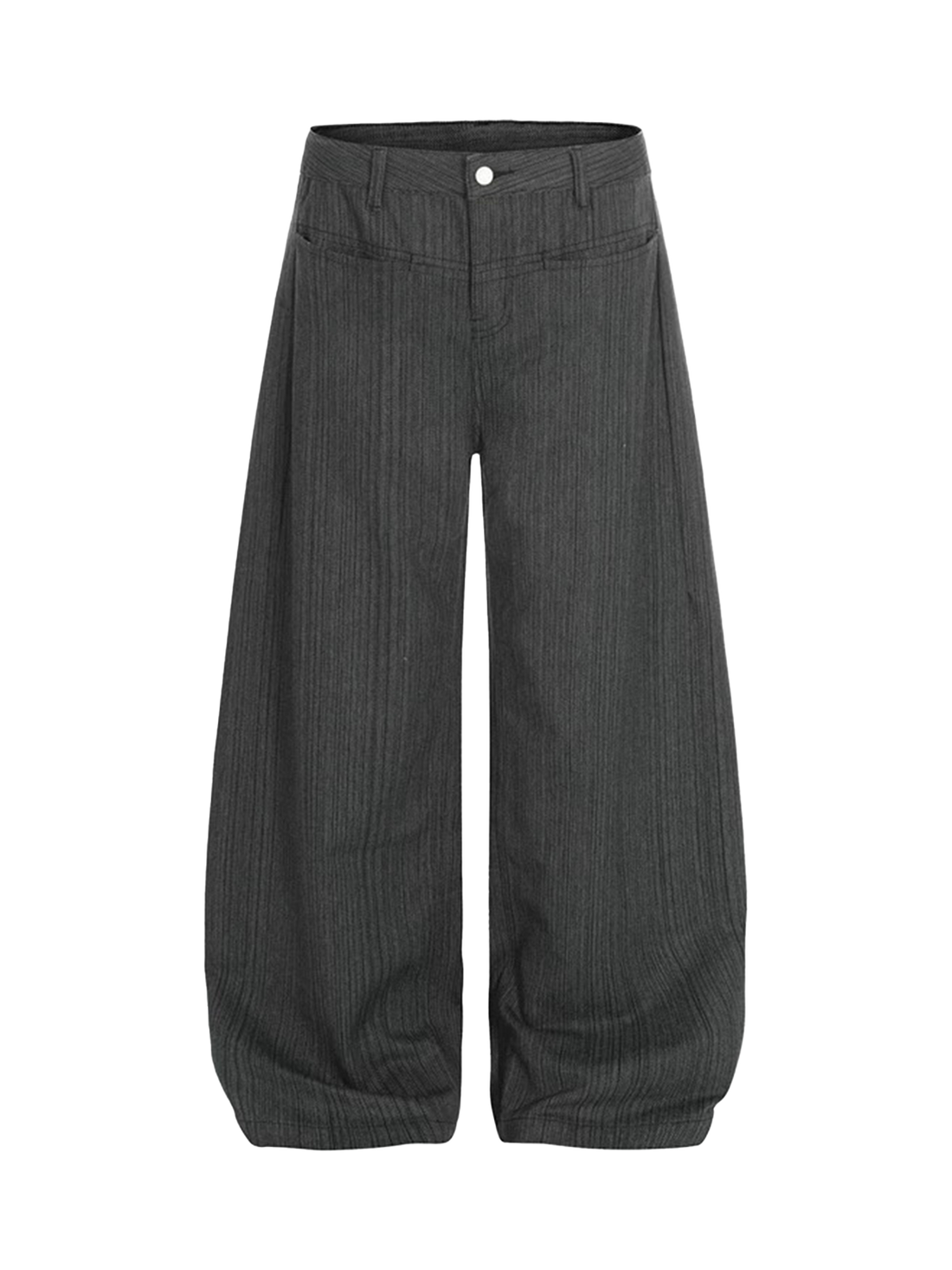Brick Lane Curved Cut Embroidered Back Pocket Detail Pants - Charcoal