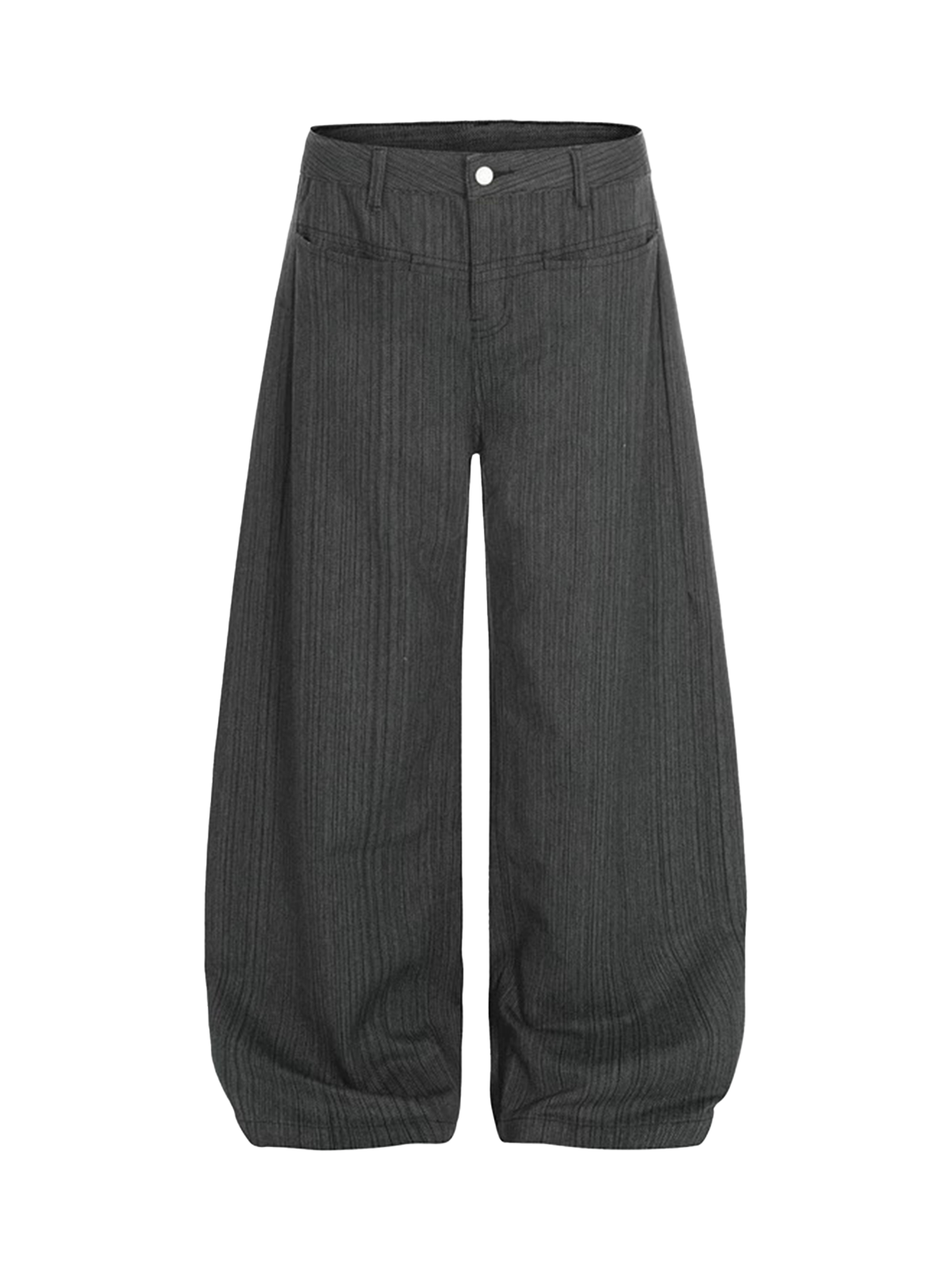Brick Lane Curved Cut Embroidered Back Pocket Detail Pants - Charcoal