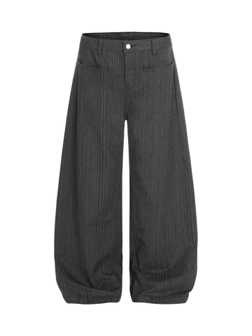 Brick Lane Curved Cut Embroidered Back Pocket Detail Pants - Charcoal