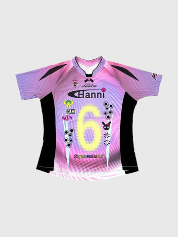 Brick Lane Skimming Jersey Contrast Color Graphic Print - Purple/Pink