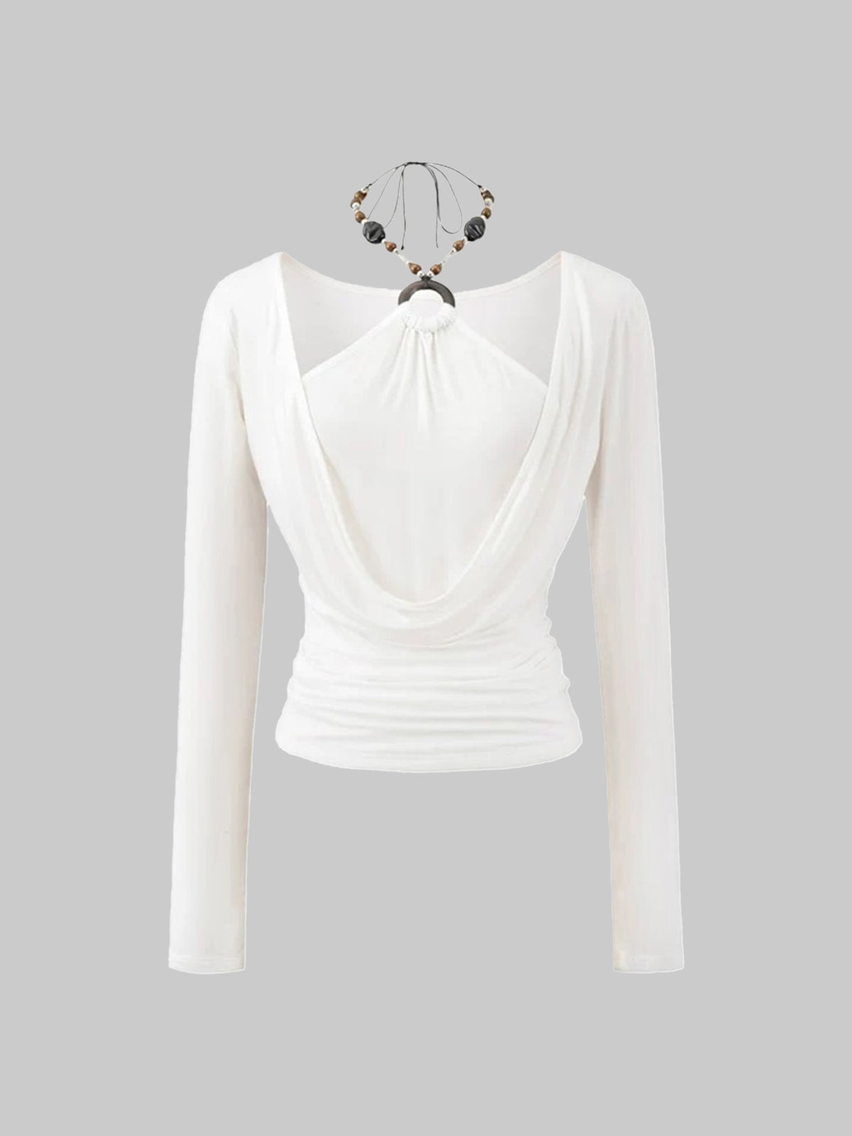 Dolled Office Layered-look Draped Cross Front Top - White