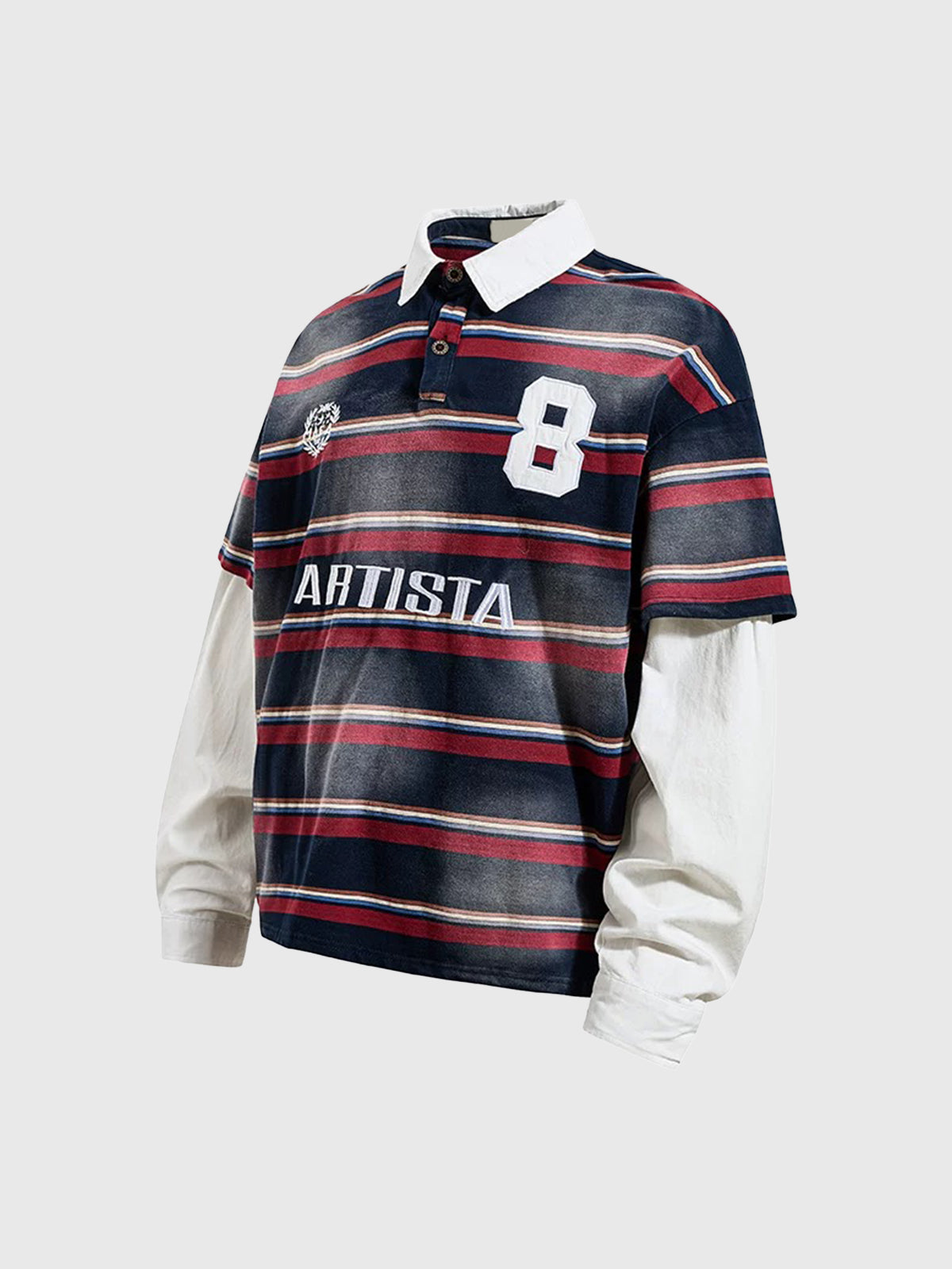 Co-ed Dorm Layered-look Stripe Number Print Polo - Multi