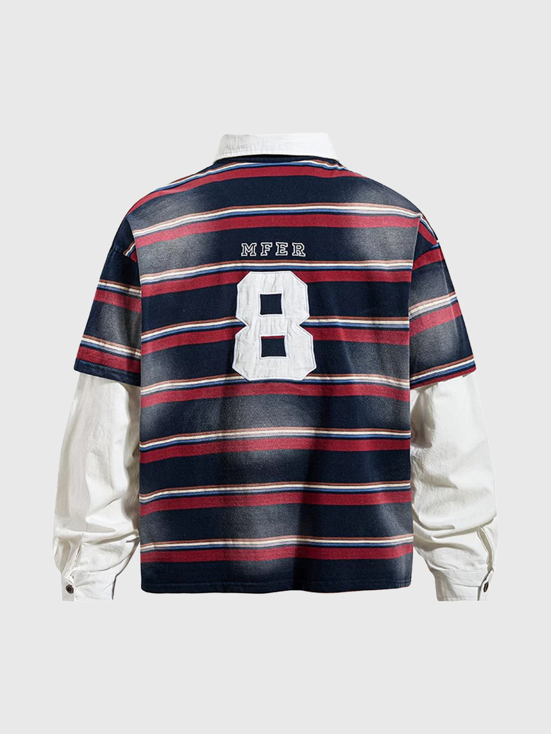 Co-ed Dorm Layered-look Stripe Number Print Polo - Multi