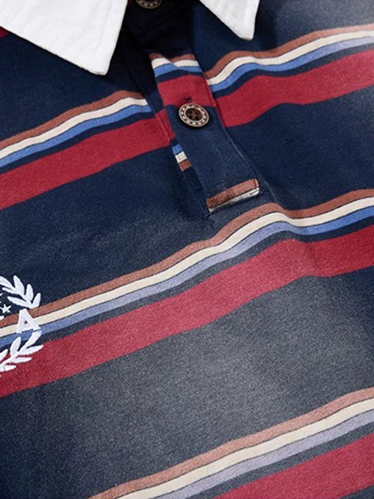 Co-ed Dorm Layered-look Stripe Number Print Polo - Multi