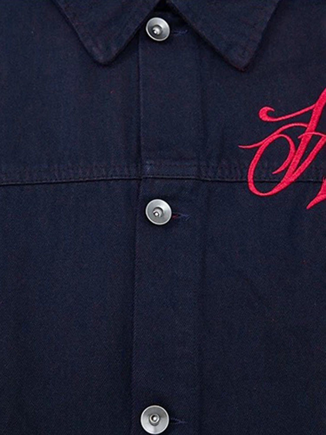 Co-ed Dorm Baggy Embroidered Workwear Jacket - Black