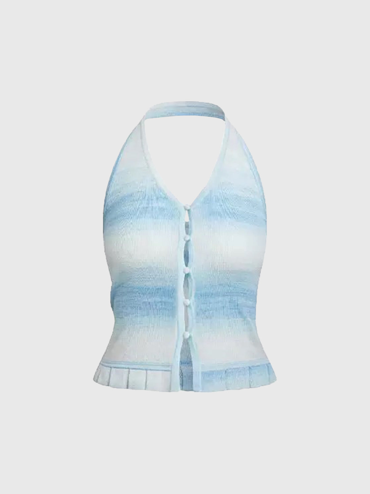 Dolled Office Halter Ombre Stripe Open Back Top - Blue