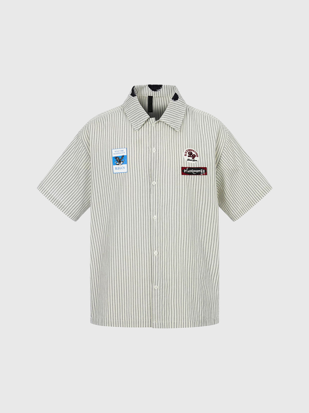 Co-ed Dorm Baggy Stripe Number Graphic Shirt - White