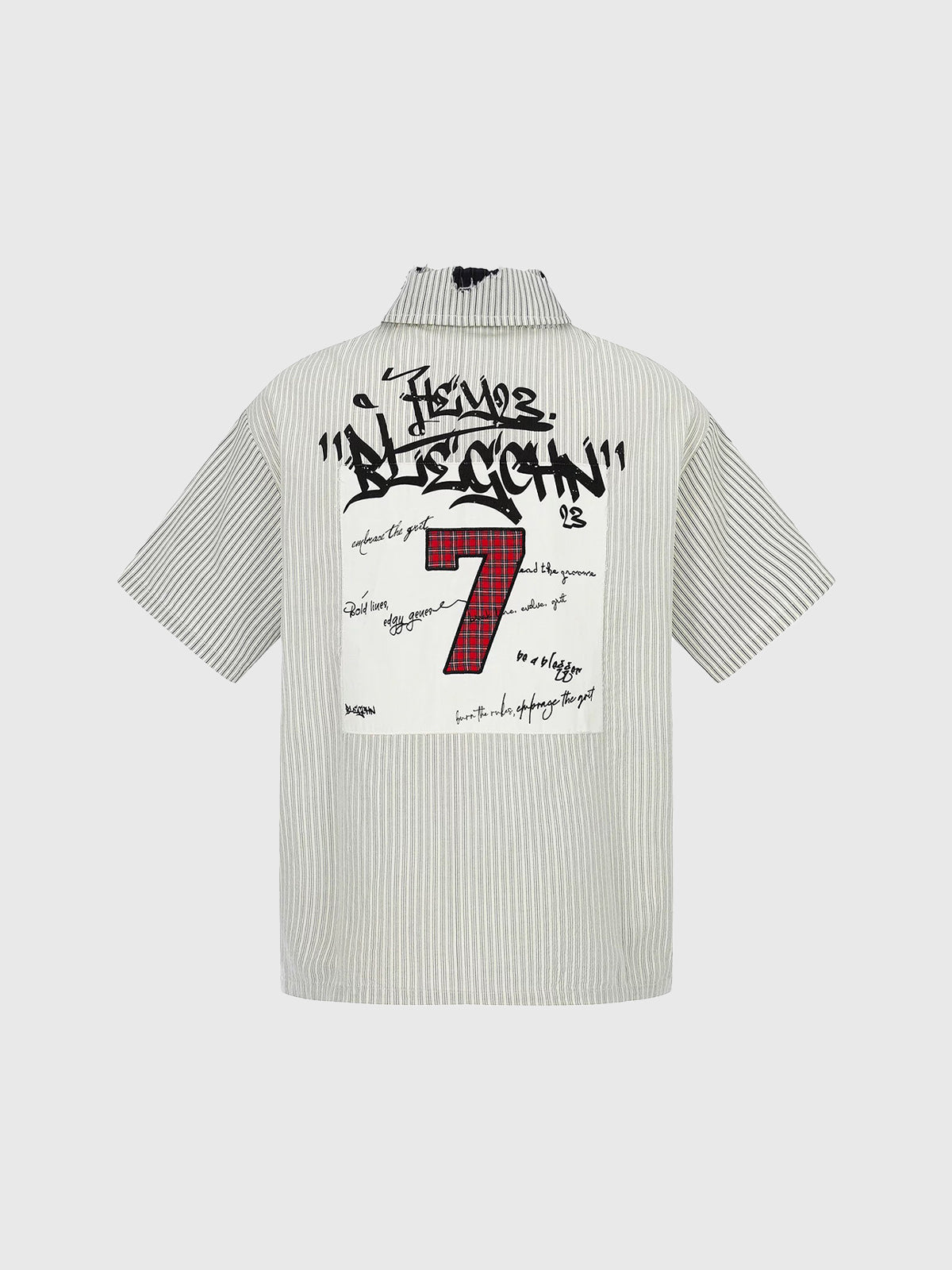 Co-ed Dorm Baggy Stripe Number Graphic Shirt - White