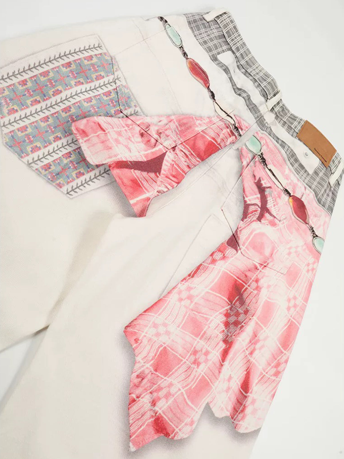 Brick Lane Curved Cut Floral Wrap Print Pants - Apricot