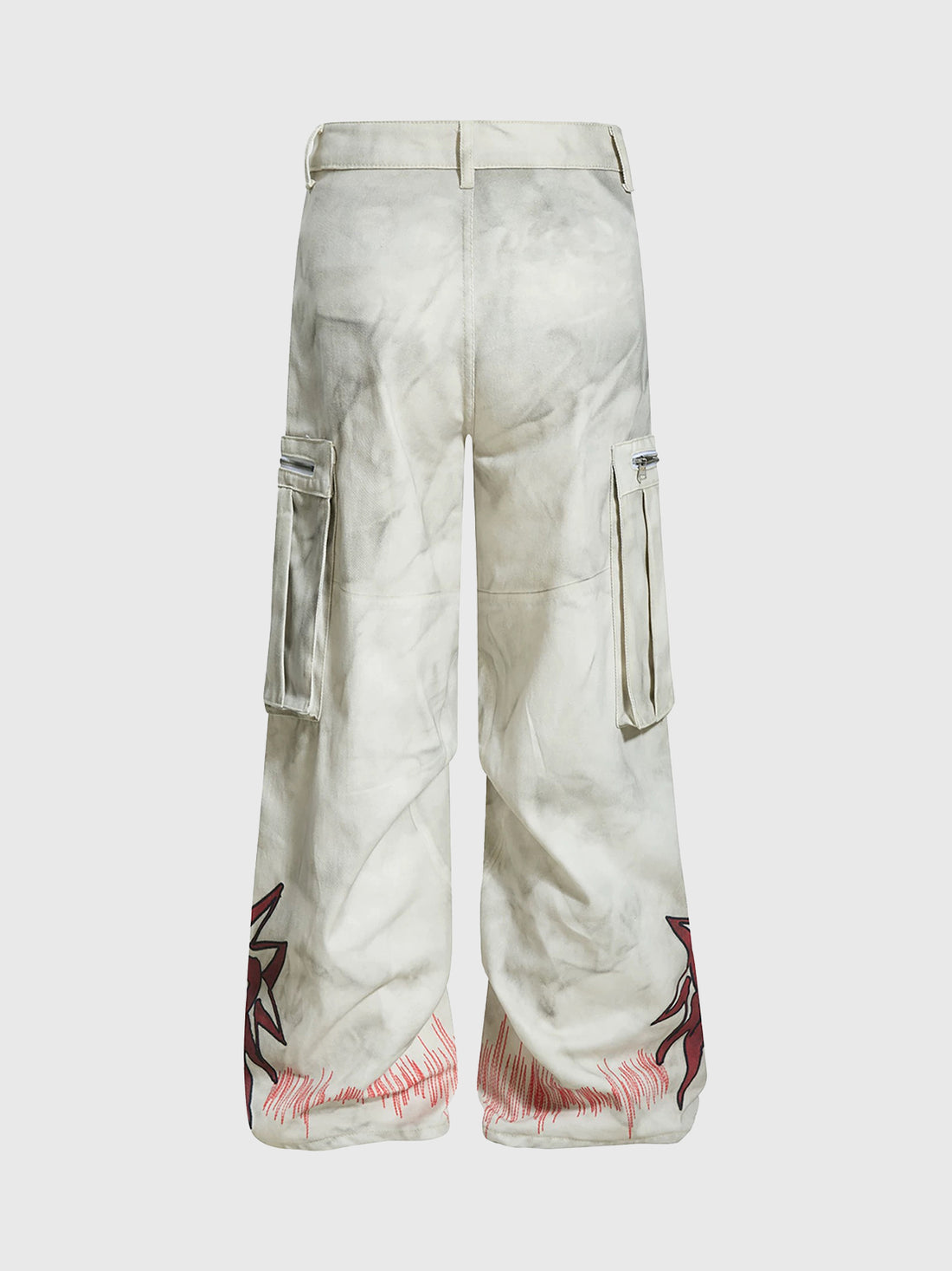 Brick Lane Wide-leg Paint Splatter Print Cargo Pants - White