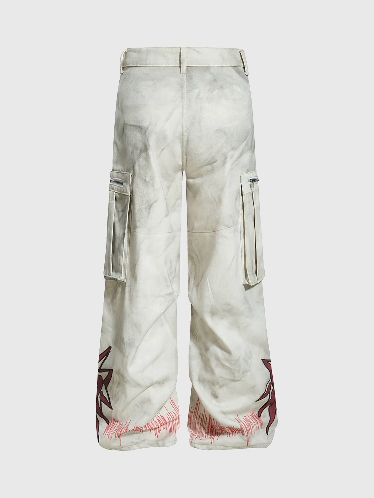 Brick Lane Wide-leg Paint Splatter Print Cargo Pants - White