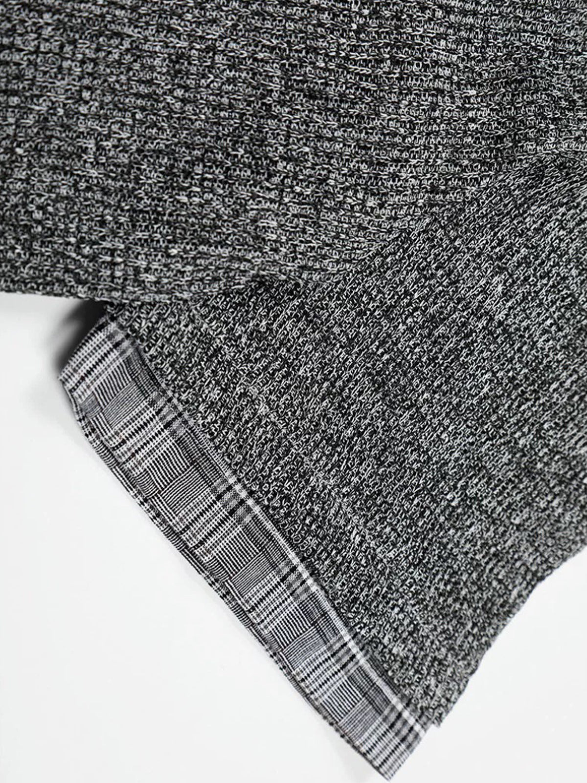 Dolled Office Layered-look Mesh Check Plaid Shirt - Grey
