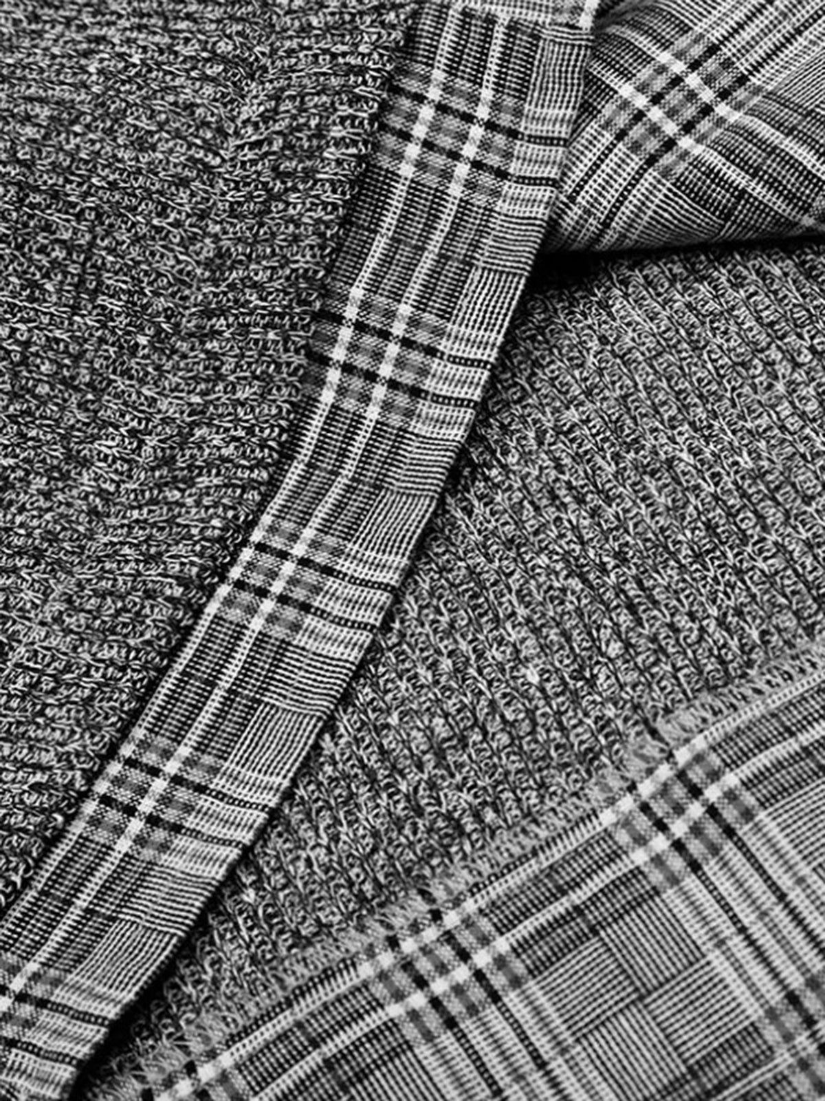 Dolled Office Layered-look Mesh Check Plaid Shirt - Grey