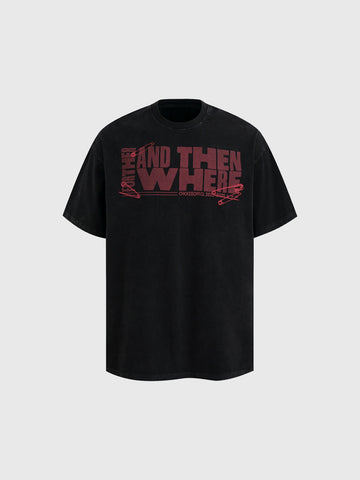Brick Lane Baggy Gothic Script Graphic T-shirt - Black