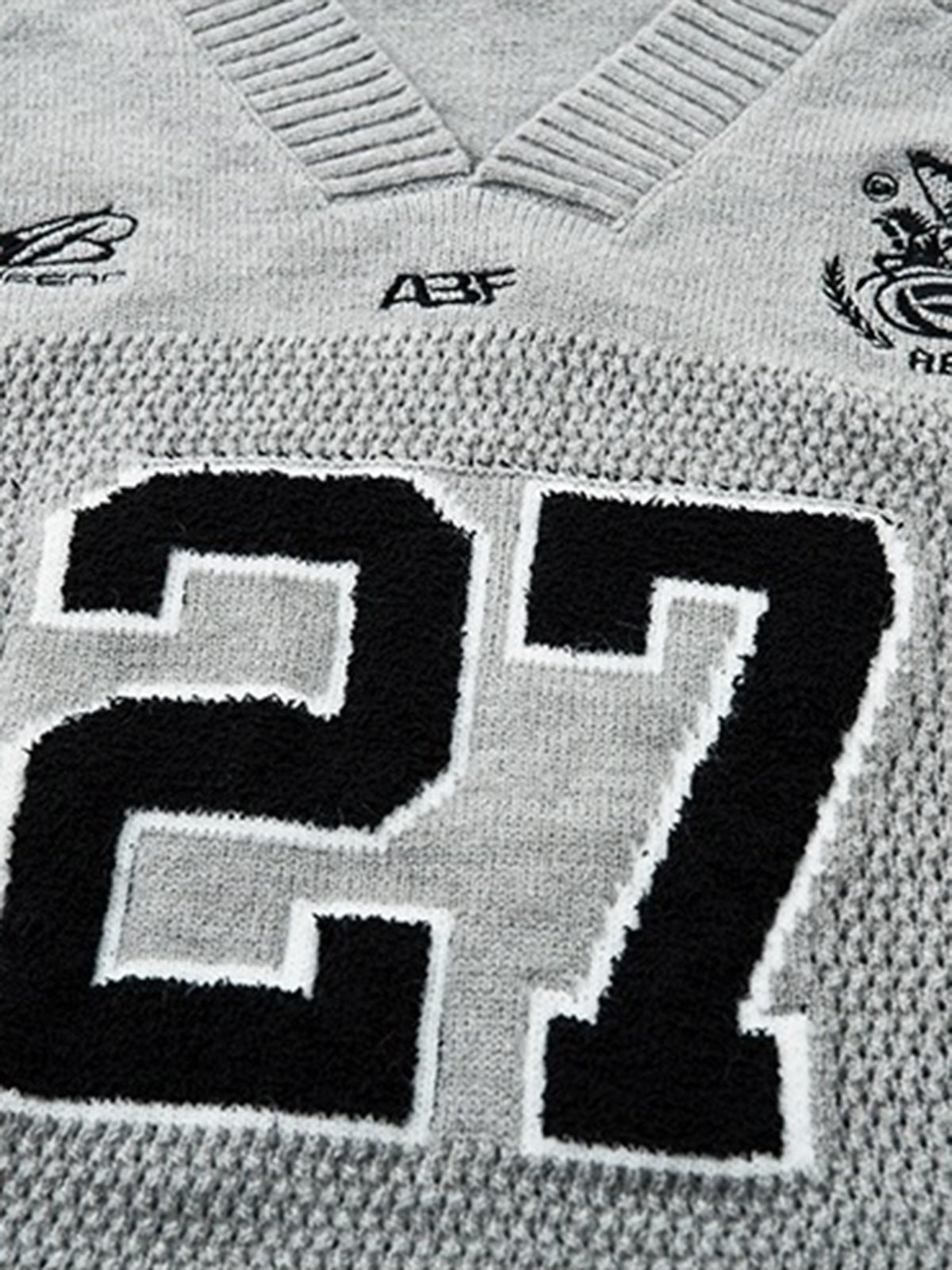 Co-ed Dorm V-Neck Jersey Number 27 Graphic Sweatshirt - Grey