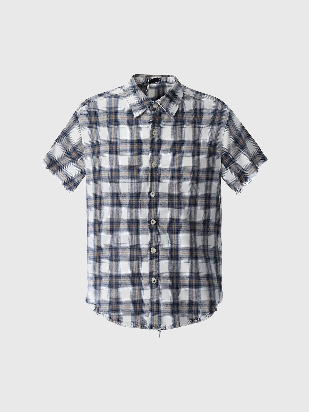 Brick Lane Baggy Vintage Check Plaid Shirt - Blue