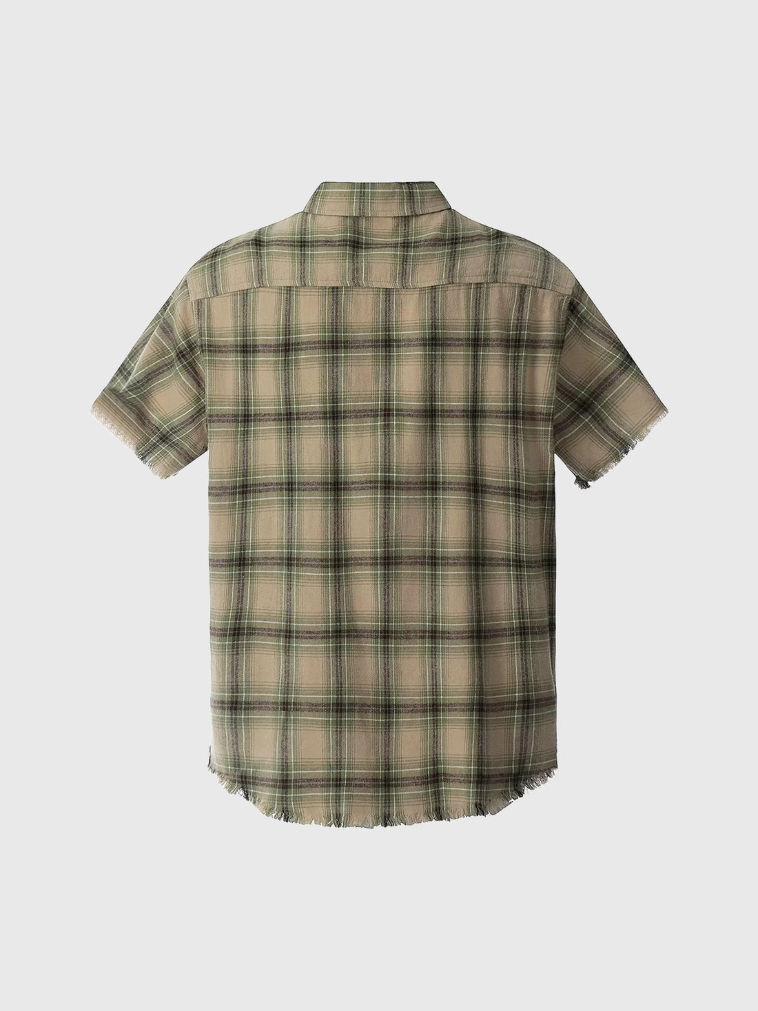Brick Lane Baggy Vintage Check Plaid Shirt - Khaki