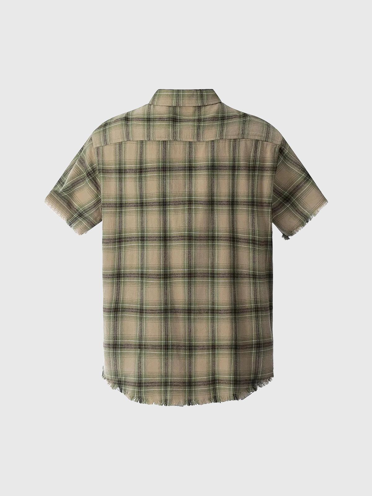Brick Lane Baggy Vintage Check Plaid Shirt - Khaki