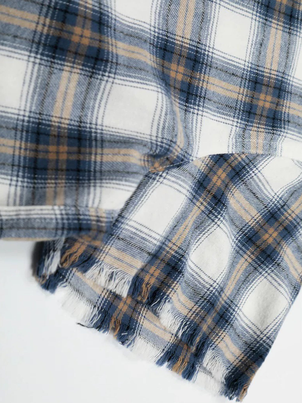 Brick Lane Baggy Vintage Check Plaid Shirt - Blue