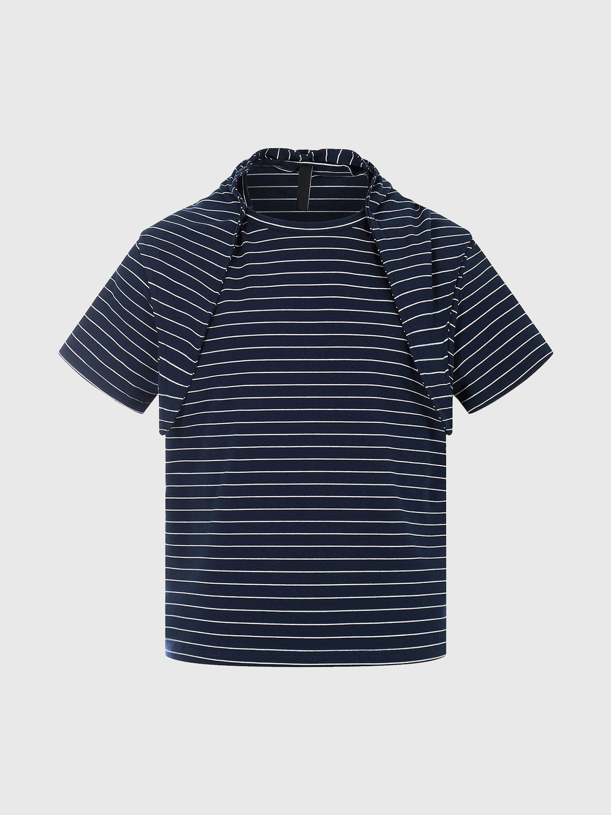 Brick Lane Baggy Fine Stripe Short Sleeve Top - Navy