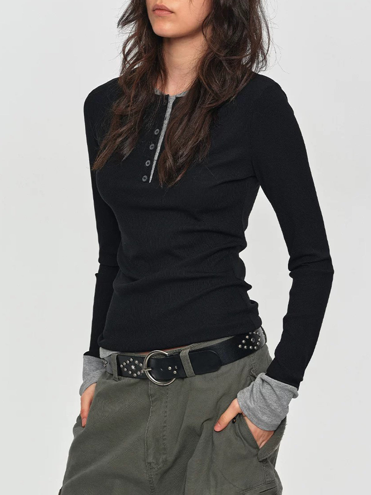 Brick Lane Layered-Look Sweatshirt - Black
