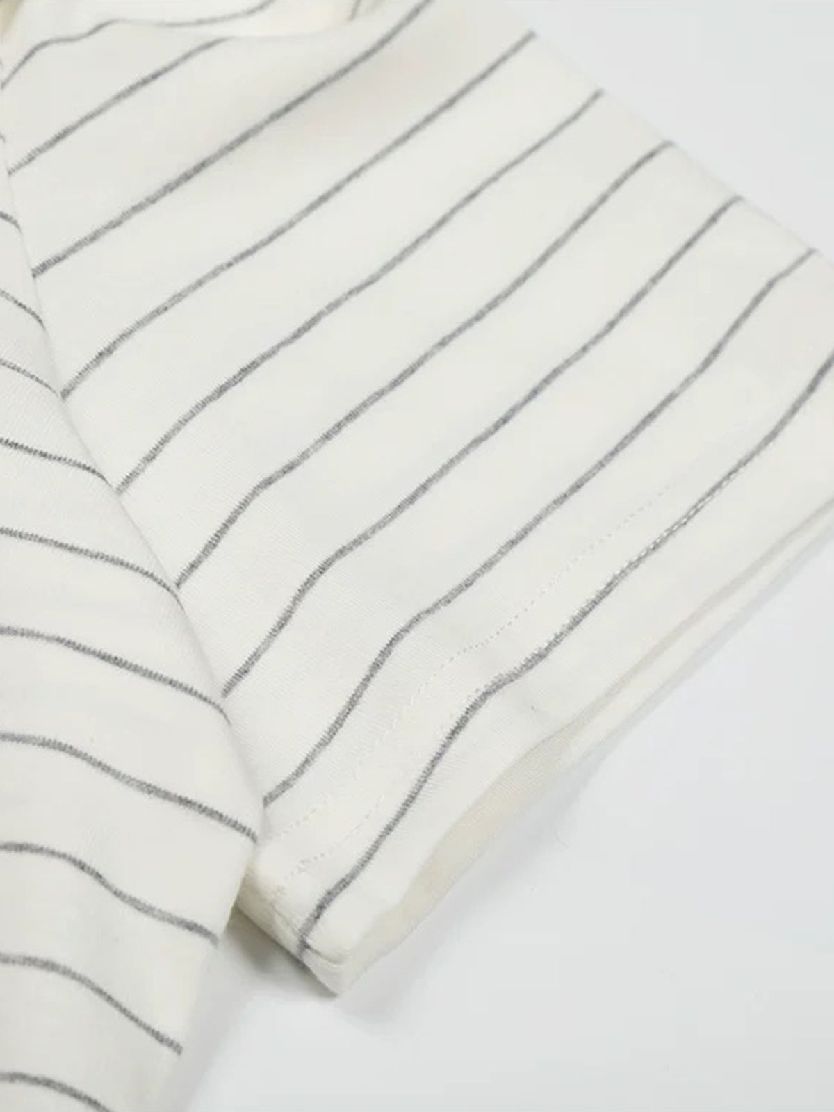 Brick Lane Baggy Fine Stripe Short Sleeve Top - White