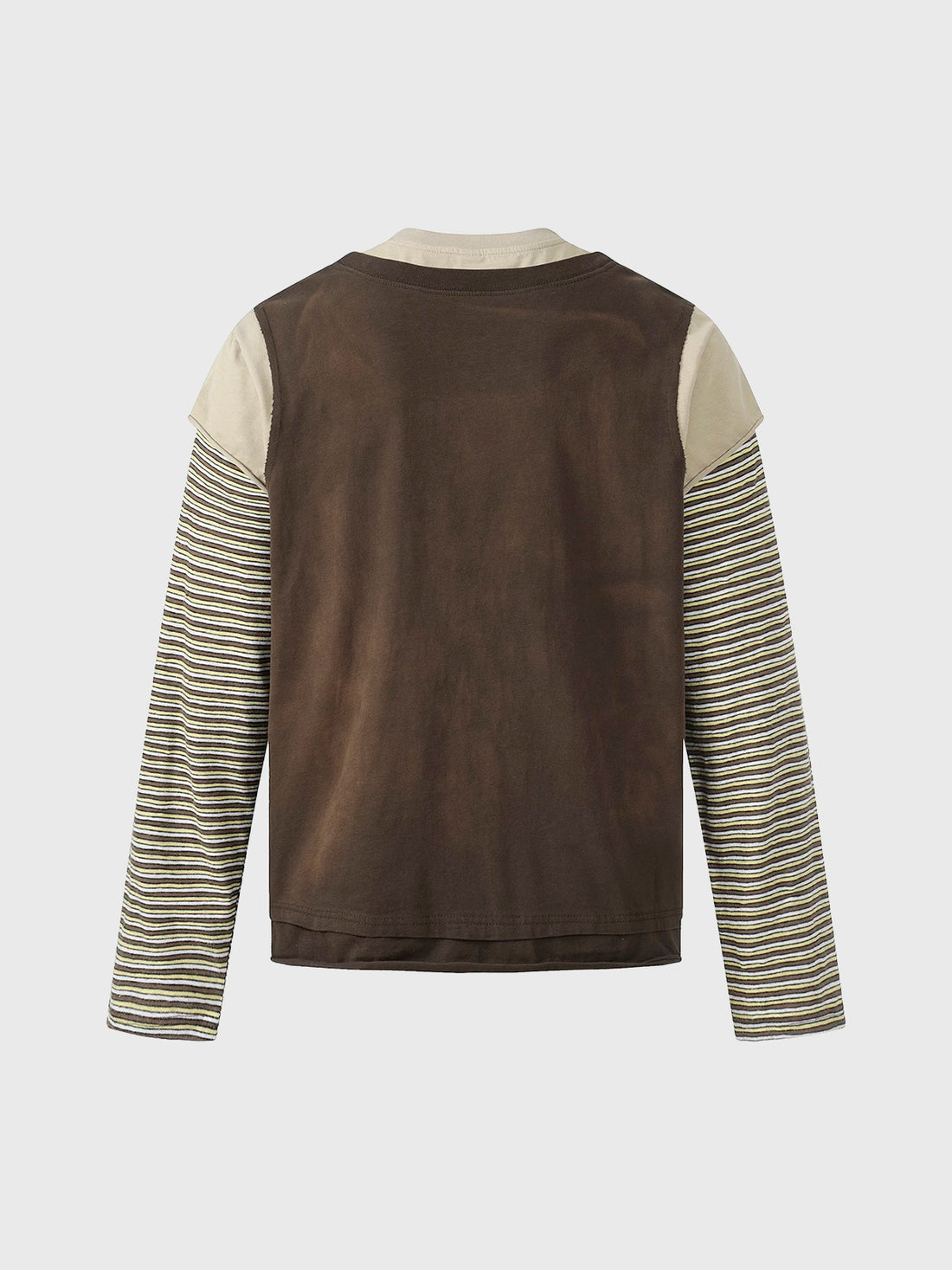 Brick Lane Layered-look Stripe Graphic Sweatshirt - Brown