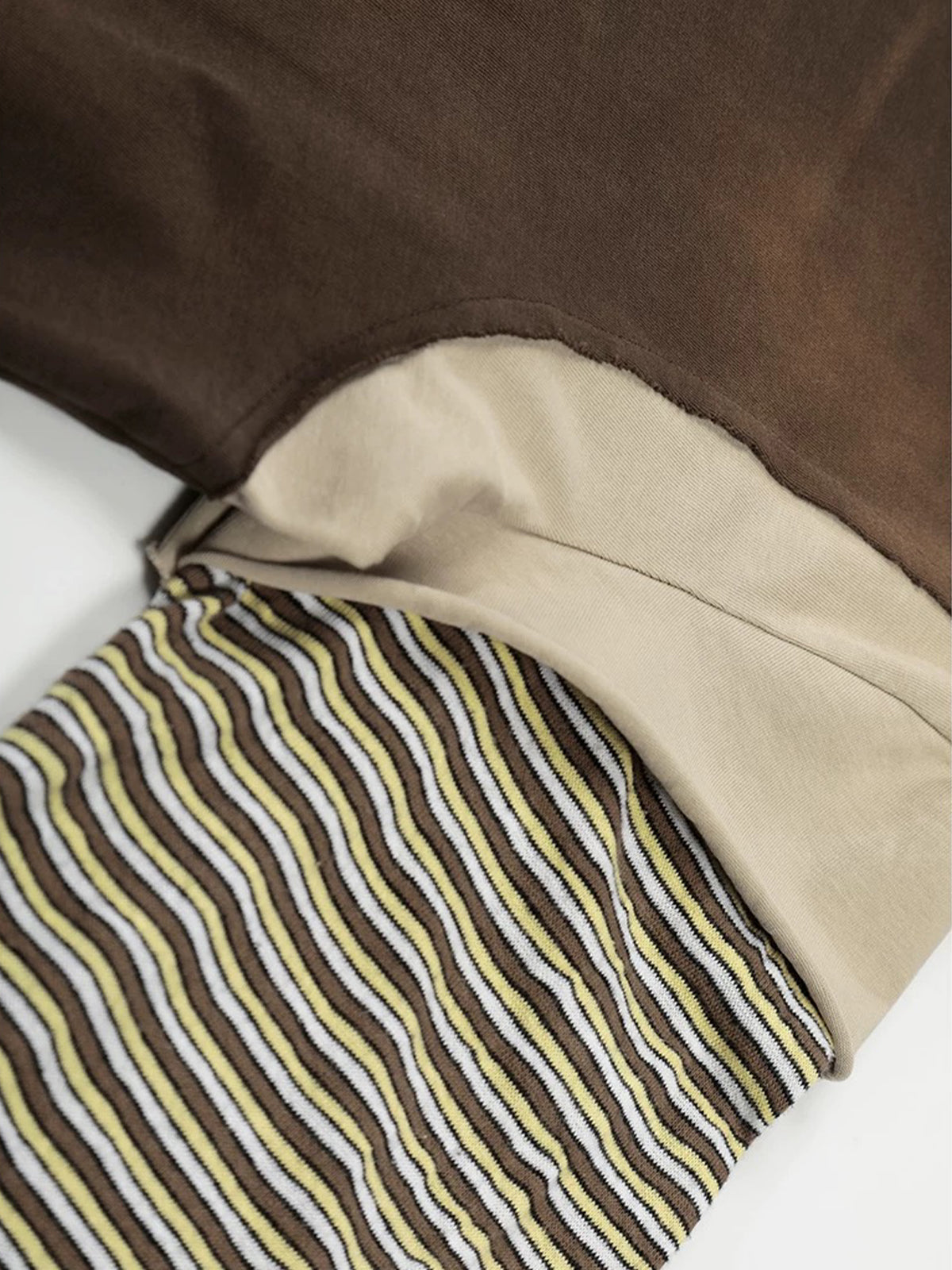 Brick Lane Layered-look Stripe Graphic Sweatshirt - Brown
