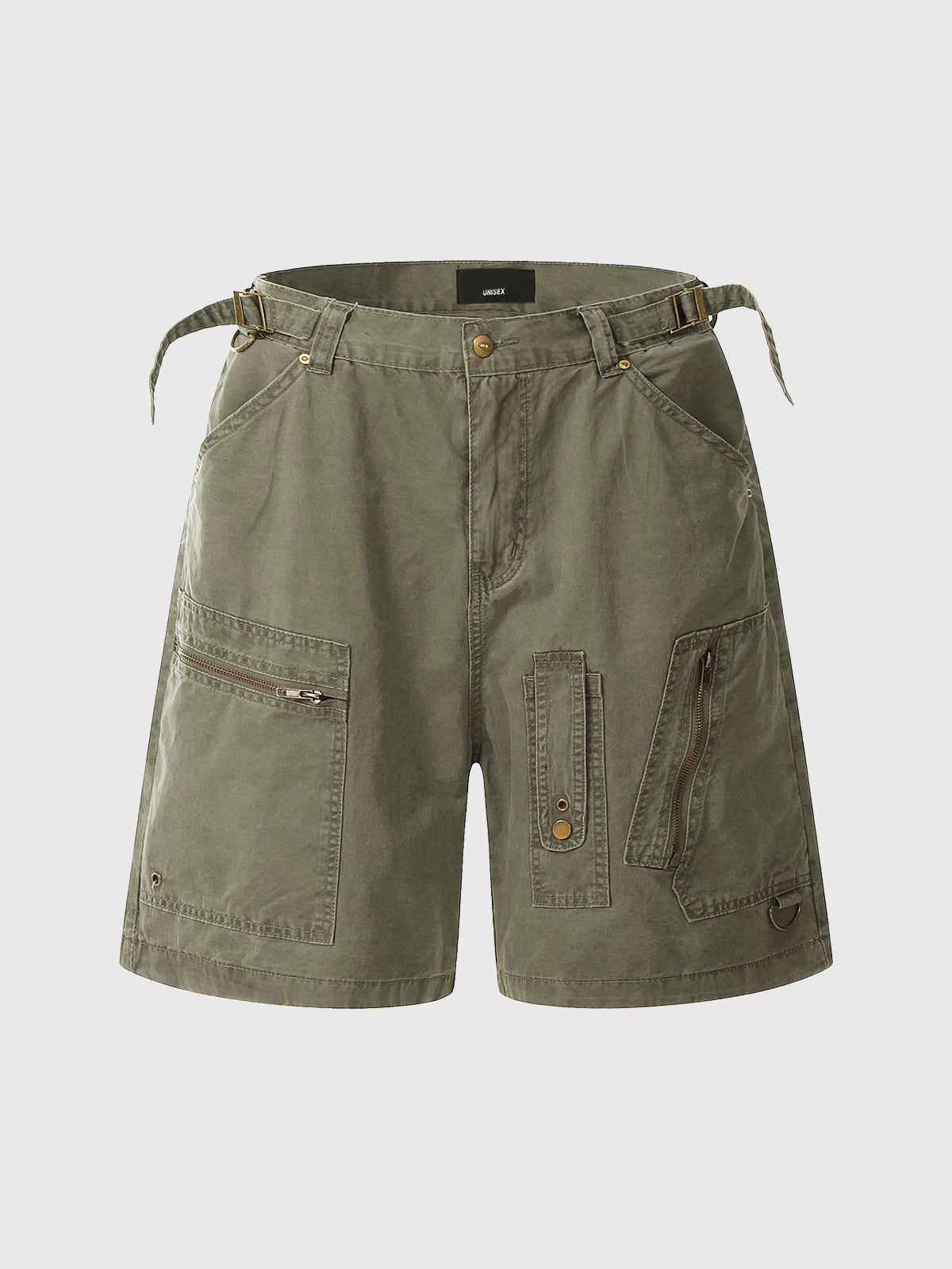 Co-ed Dorm Wide-leg Paint Splatter Cargo Shorts - Olive