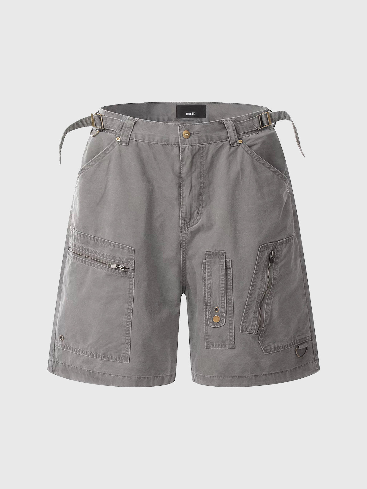 Co-ed Dorm Wide-leg Paint Splatter Cargo Shorts - Grey