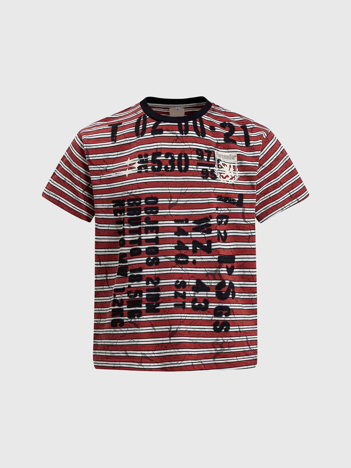 Brick Lane Baggy Stripe Distressed Print T-shirt - Red