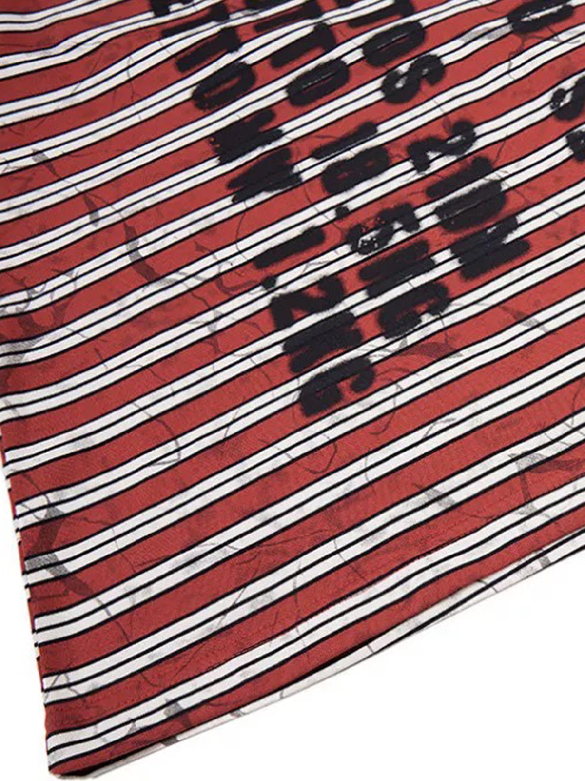 Brick Lane Baggy Stripe Distressed Print T-shirt - Red