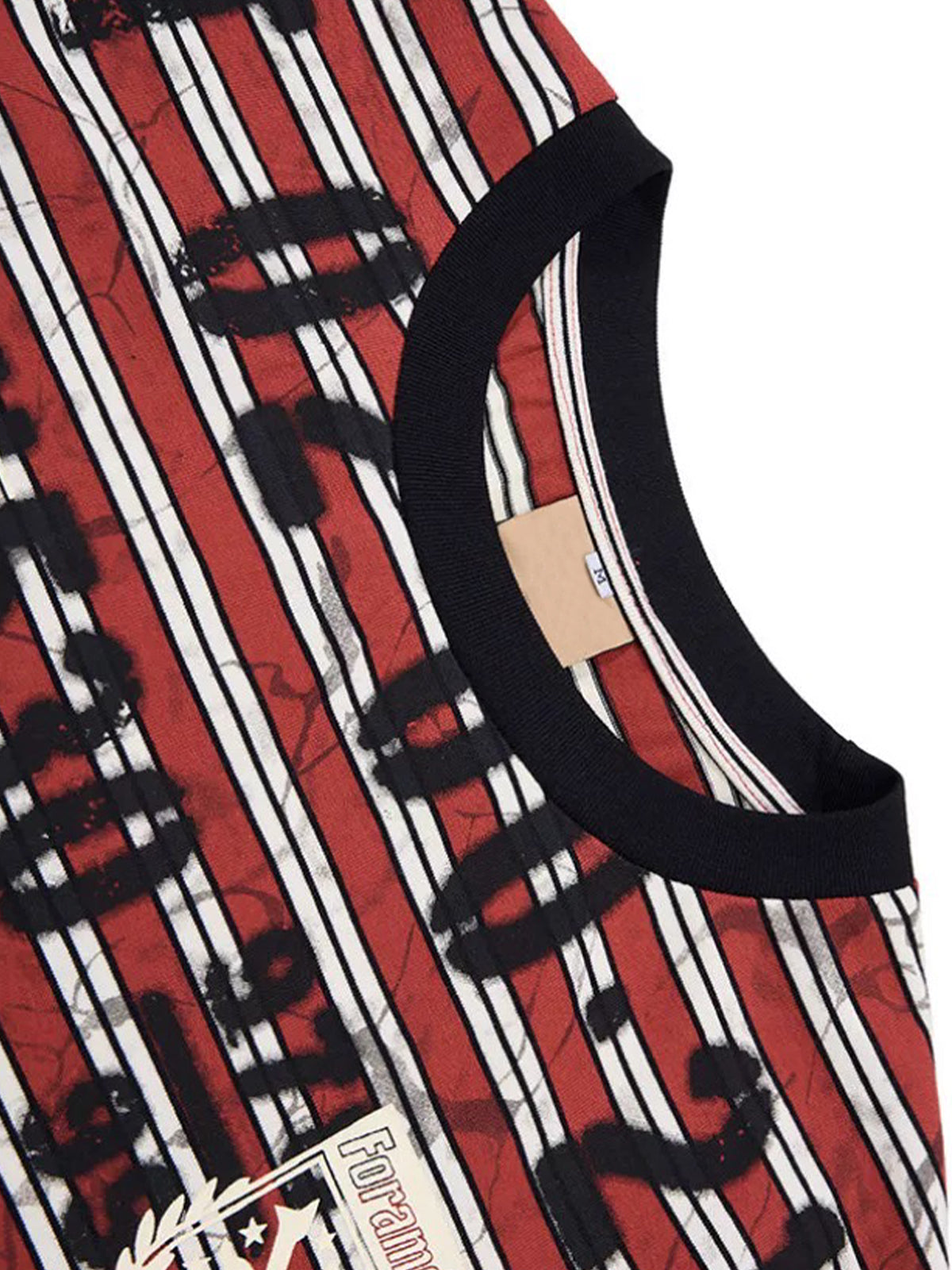 Brick Lane Baggy Stripe Distressed Print T-shirt - Red