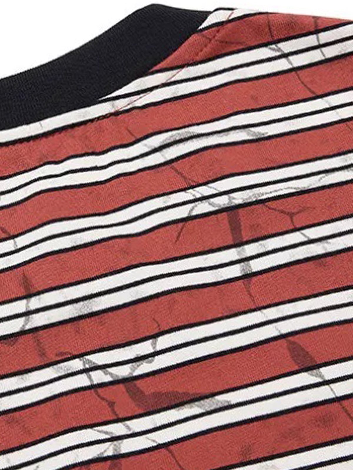 Brick Lane Baggy Stripe Distressed Print T-shirt - Red