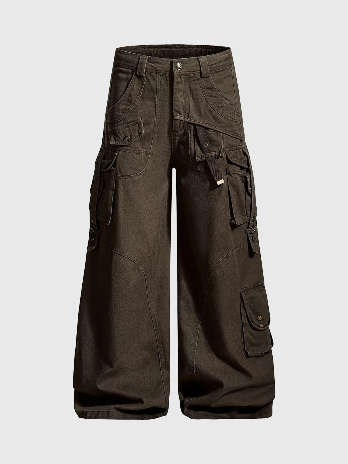 Brick Lane Wide-leg Washed Heavyweight Cargo Pants - Coffee