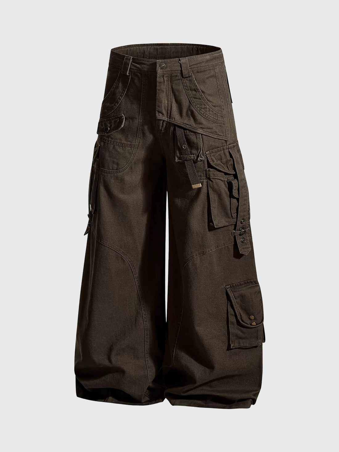 Brick Lane Wide-leg Washed Heavyweight Cargo Pants - Coffee