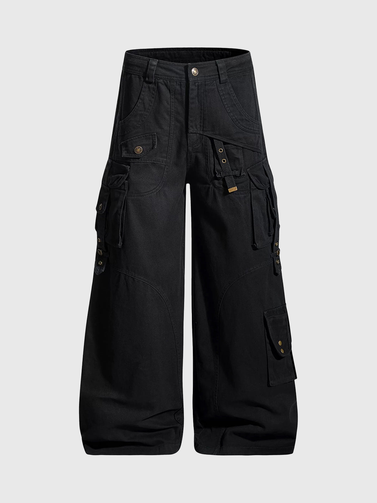 Brick Lane Wide-leg Multi-pocket Cargo Pants - Black