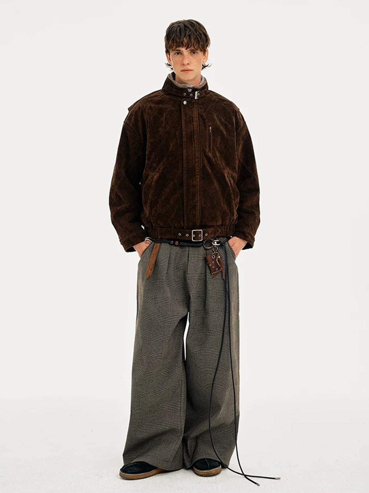 Co-ed Dorm Baggy Washed Workwear Jacket - Brown