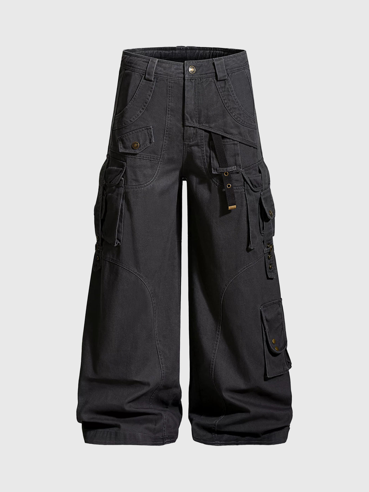Brick Lane Wide-leg Multi-pocket Cargo Pants - Dark Grey