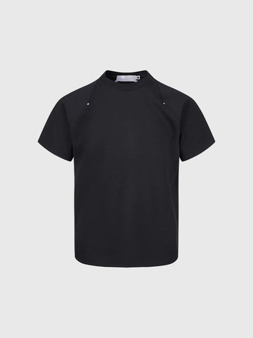 Co-ed Dorm Baggy Quarter-Zip Stand Collar Tee - Black