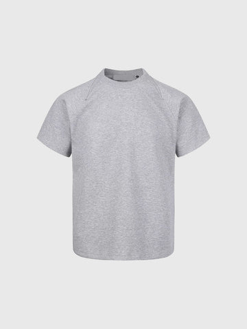 Co-ed Dorm Baggy Quarter-Zip Stand Collar Tee - Heather Grey