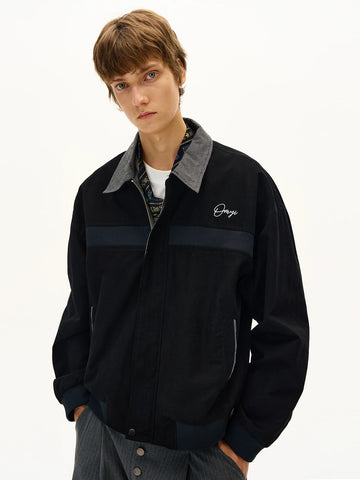 Co-ed Dorm Baggy Faux Leather Workwear Jacket - Black
