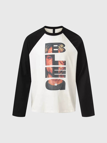 Brick Lane Baggy Raglan Sleeve Graphic Tee - Mono