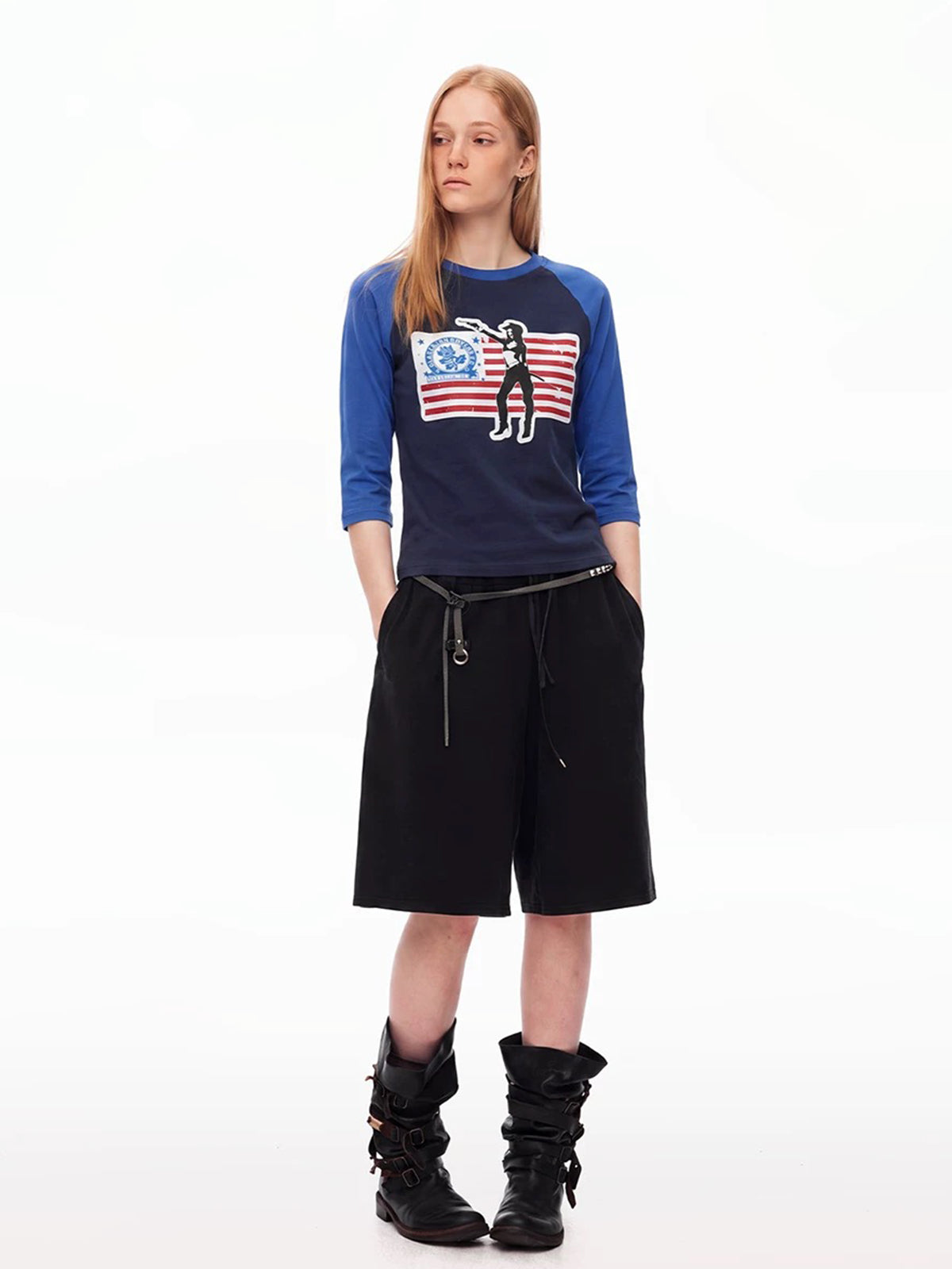 Brick Lane Skimming Flag Graphic Sweatshirt - Blue