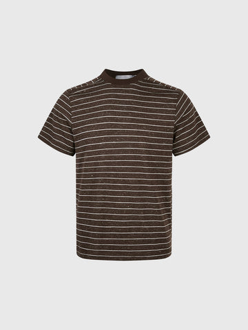 Co-ed Dorm Baggy Stripe Hollow Knit Polo - Coffee